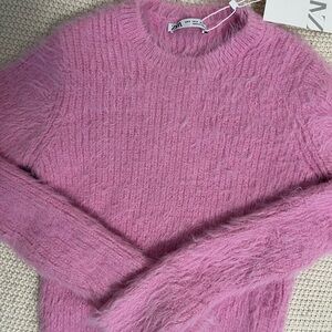 NWT Zara Fuzzy Pink Sweater
